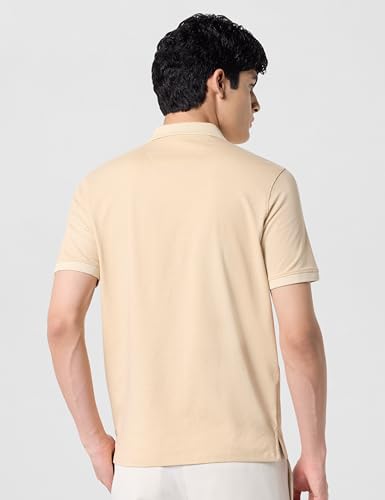 Image of Peter England Men's Cotton Maze Geometric Print Polo T-Shirt - Casual Wear | Modern & Stylish