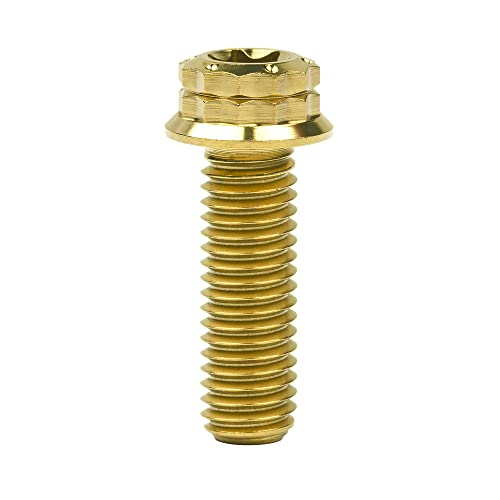 Image of Titanium Flange 12 Point Head M8 x15 20 25 30 35 40 45 50 55 60 65mm Screw Bolt Pack of 4 (M8x25mm, Gold)