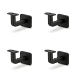 Innbee Handlaufhalter Schwarz Matt RAL 9005 – 4er-Set Wandhalter für Handlauf, Stahl pulverbeschichtet Feinstruktur, mit LED-Kabelkanal 13x13 mm, Treppengeländer Handlaufstütze