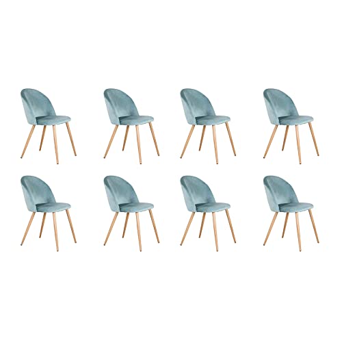 Benyled Juego De 8 Sillas De Comedor Tapizadas Laterales Con Respaldo De Asiento De Terciopelo Suave Y Patas De Metal Ajustables Verde Benyled Juego De 8 Sillas De Comedor Tapizadas Laterales Con Respaldo De Asiento De Terciopelo Suave Y Patas De Metal Ajustables Verde