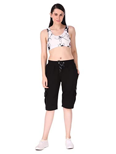 Image of UZARUS Womens Cargo Capri Shorts with 9 Pockets