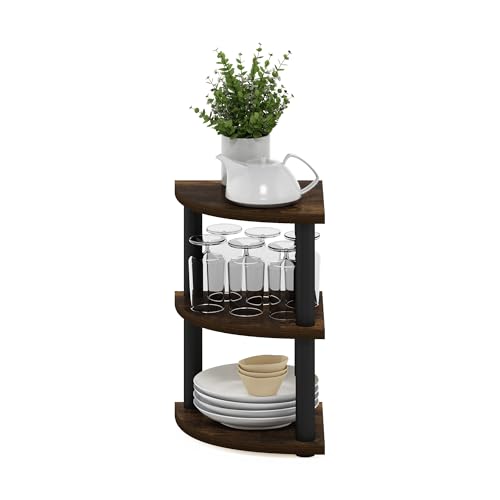 Image of Furinno Turn-N-Tube Kitchen Countertop Organizer, 3-Tier Corner Countertop Organizer Shelf, Corner Shelf, for Kitchen, Pantry, Organizers and Storage, Amber Pine