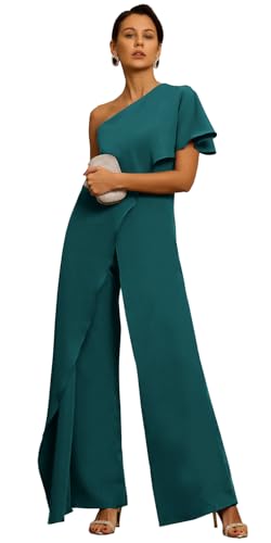 DJFLFU One Shoulder Teal Jumpsuit image