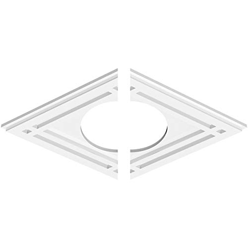 Image of Ekena Millwork CMP22X14DD2-07000 Diamond Architectural Grade PVC Contemporary, Two Piece Urethane Ceiling Medallions 22 inchW x 14 5 /8 inchH x 7 inchID x 7 3 /4 inchC x 1 inchP