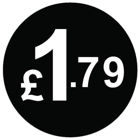 £ Black Price Stickers - 20mm, £1.79, 1000 — image 1