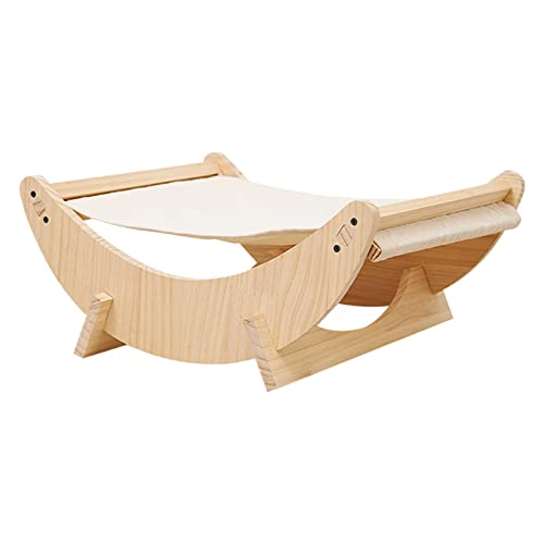 Yajuyi Rede de madeira para gatos arranhando cama cadeira de balanço para cães cama de balanço eleva