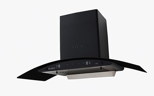 Image of Elisa Kiwi Chimney | Touch Control Kitchen Hood with Modern Black Design | 1200 m /h Suction Power | i-Smart Technology | Stainless Steel Filter | Silent Operation (KIWI 90)