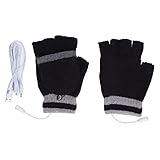 Sunisfa Guantes de Punto con Calefacción por USB, Guantes Térmicos de Invierno con Calefacción Lateral Doble y Dedo Completo para Escribir a Máquina, 5V, 1 par