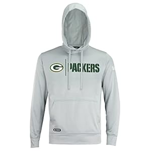 New Era NFL Men’s Cool Grey Gametime Pullover Performance Hoodie, Pro Football Sweatshirt, Green Bay Packers, XX-Large