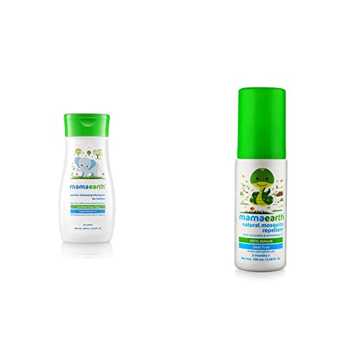 Image of Mamaearth Gentle Cleansing Shampoo for Babies (200 ml, 0-5 Yrs) & Mamaearth Natural Insect Repellent for Babies (100 ml)