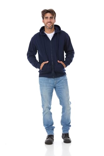 Mens Fleece Hoodie - Thermal lined sweatshirt - Cotton Blend Jacket Zipper Front2