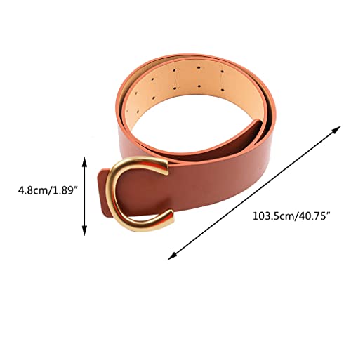 Classical Retro Punk Women Belts U Buckle Simple Wide Waist Belt Casual Fashion All-Match Jeans Dresses Waistband Pu Le, Black4