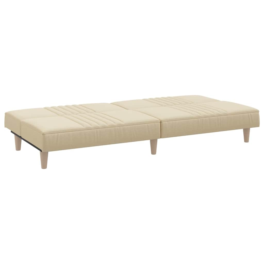 Divano Letto Reclinabile Crema Moderno in Tessuto