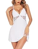 Avidlove Women Lingerie Lace Chemise Sleepwear Babydoll Teddy Lingerie White