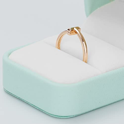 Gorgeous Ring Box Premium Velvet Ring Gift Box for Proposal, Engagement, Wedding Ceremony, Christmas (Mint Green)