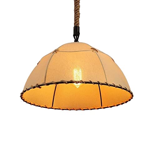 Lustre suspension corde de chanvre luminaire rustique réglable pour décoration rétro