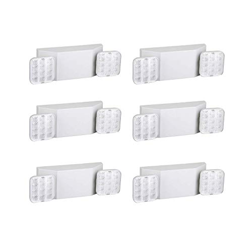 HYD-Parts 6 Packs Two Heads Emergency Light Fire Exit Lighting LED Emergency Light Standard (Square Head)