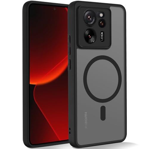 Coiwxmoi Funda Magnética para Xiaomi 13T / 13T Pro 5G, Carcasa Translúcido Mate Case Antigolpes Silicona TPU Antiarañazos PC Parte Trasera Protectora Cover para Xiaomi 13T 6,67", Negro