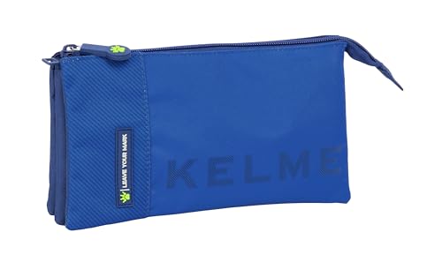 Trousse triple Kelme Blue résistante : grande trousse enfant scolaire confortable