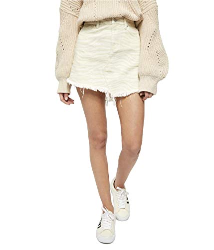 Free People Printed Bailey Denim Mini Ivory 27