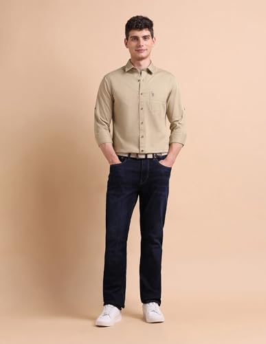 Image of U.S. Polo ASSN. Solid Regular Fit Cotton Shirts for Men - 100% Cotton, Full Sleeve Mens Casual Shirts