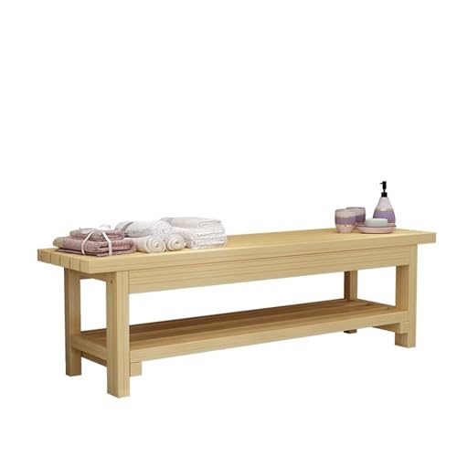 Banc d'entrée en bois massif de ferme 80cm double couche