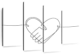 Elephant Stock - Heart Handshake Wall Art - Horizontal Multi Panel Canvas - 4 Piece Living Room Wall Decor - Digital Art Love Multi Piece Wall Art - White And Black Decor - 52' x 32'
