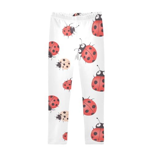 Cute Ladybugs Girls Leggings,Workout Leggings for Girls Toddler Athletic Legging Size for 3-10T