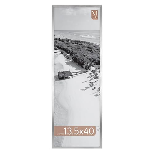 Image of MCS Foundation 13.5x40 Poster Frame Traditional Silver, Vertical & Horizontal Wall Hanging Large Picture Frame for Photos, Panoramics, Posters & Art Prints (1-Pack)