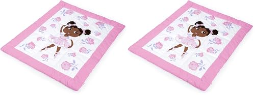 Image of Little Muffincakes Zhara Toddler Quilted Blanket, Ballerina and Flower Print, 42.0 inch x 34.0 inch, 18 Months & up, Pink (Pack of 2)