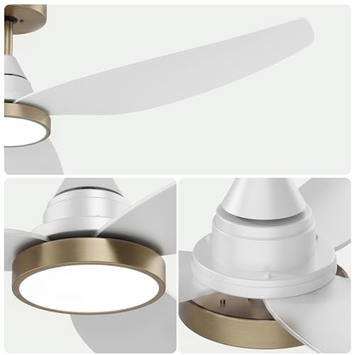 GREENEVER Ceiling Fan with Lights, 54 Inch Ceiling Fans with Remote Control, 6-Speed 5184CFM, Quiet & Reversible DC Motor, 3CCT Dimmable LED, for Bedroom, Living Room (White & Gold, 54 inch) by GREENEVER - Used condition - Image 9