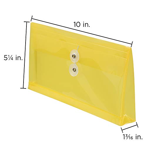 JAM PAPER Envelopes de plástico com fecho de botão e cordão - livreto empresarial nº 10 - 13 x 25 cm