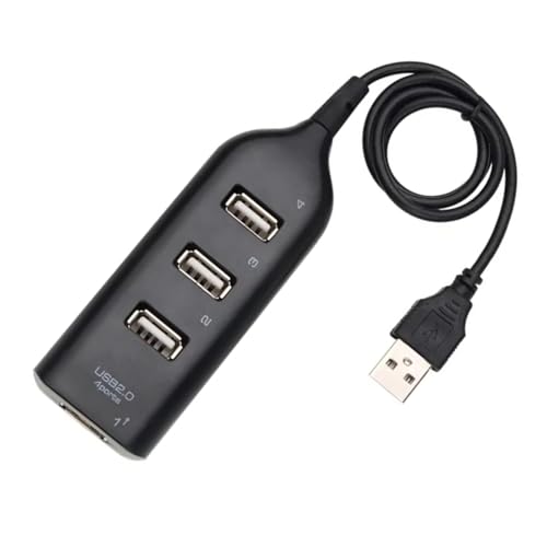 4 Port USB Hub 2.0 Usb Splitter Usb Extender Adapter for iMac Pro, MacBook Air, Mac Mini/Pro, Surface Pro, Notebook PC, Laptop, USB Flash Drives, and Mobile HDD (usb 2.0 hub) Black