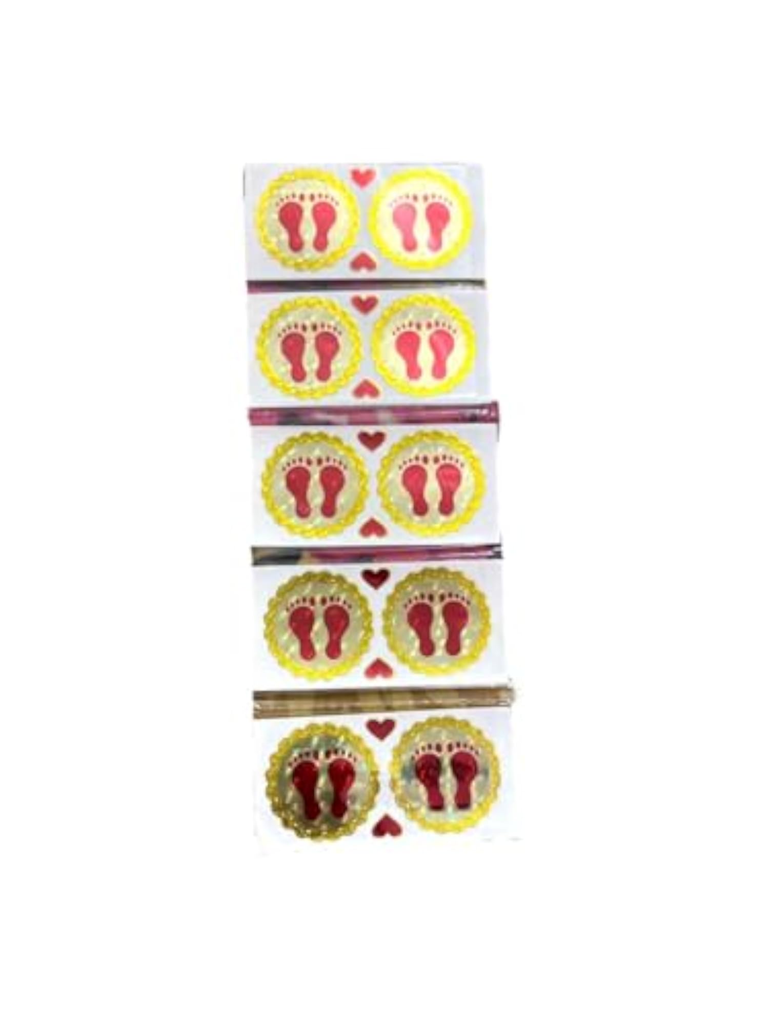 Acrylic Golden Round Laxmi/Durga Charan Stickers
