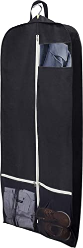 MISSLO 152 cm Zwickel Kleidersack für Reise Atmungsaktive Kleidertaschen für Lange Kittel mit Zwei Netztaschen Aufbewahrung Anzug Schutz, schwarz Cover