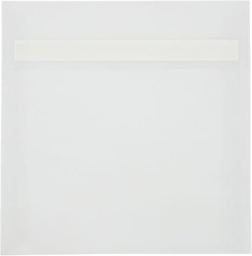 Miniatura 2 de LUXPaper Sobres de invitación cuadrados  Despegar y prensar  7 x 7 pulgadas  Transparente translúcido  Texto de 30 libras  Cantidad de 50 unidades