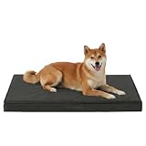Aeroluxe Outdoor Dog Bed Large Sized Dog, Waterproof Dog Bed Large, 36x27x3 Inch, Orthopedic Dog Bed with Removable Washable Cover, Flat Rectangle Pet Crate Pad for Kennel, Cage, Outside, Dark Grey