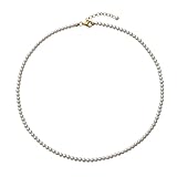 SREFGAS Weiß 6 mm Perlenkette für Damen Verstellbar 40+5 CM Faux Perlen Kette Layered Choker Women Pearl Necklace 1 Stk