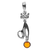 InCollections Damen-Anhänger 925/000 Sterlingsilber mit Bernstein, Katze 0010200620890