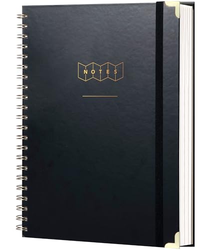 Yoment Spiral Notebook 8.5 x 11 A4 Hardcover Notebooks for Work College Ruled Notebook Journal, 100 GSM Paper Journaling Notebooks, Large Notebooks for Note Taking School Office,A4 Black