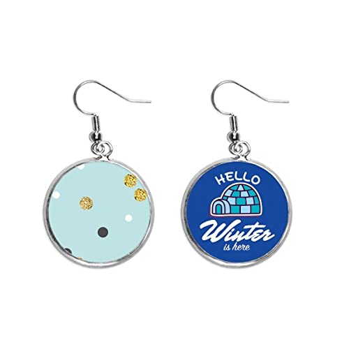 Pendientes de gota estilo plantas de oro con diseño abstracto de invierno
