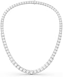 JITENDRA STORE ! 10 Ct Lab Created Diamond Princess Cut Tennis Necklace, 18 Inches, Wedding 14k White Gold Plated Sterling Silver, 3.5MM (white 18,inches)