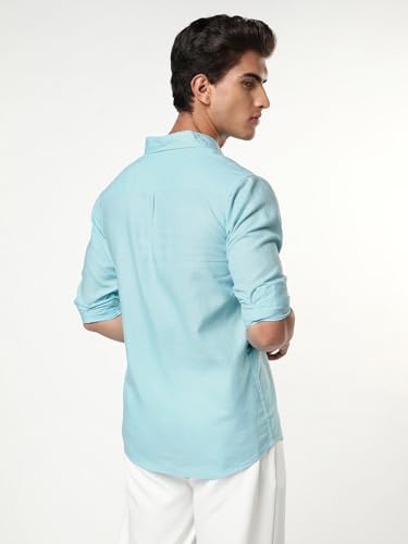 Image of Urbano Fashion Men's Linen Blend Full Sleeve Relaxed Fit Casual Solid Shirt