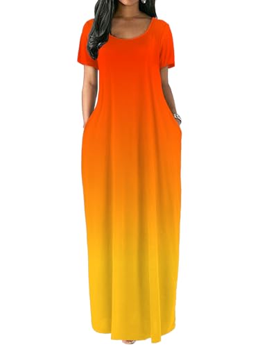 Image of Nimsruc Women Summer Long Dress Casual Sexy Short Sleeve Loose Maxi Dresses for Women 2025