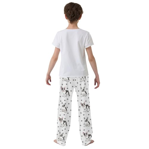 Boys' Pants Cute Bulldog Paw Long Bottoms Jogger Pants Elastic Waist Trousers with Pockets S-XL3