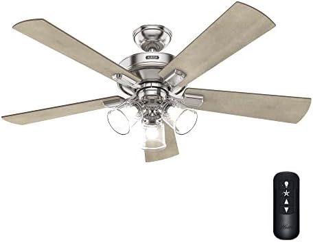 Hunter 52 inch Crestfield Brushed Nickel Ceiling Fan with LED Light Kit and Handheld Remote
