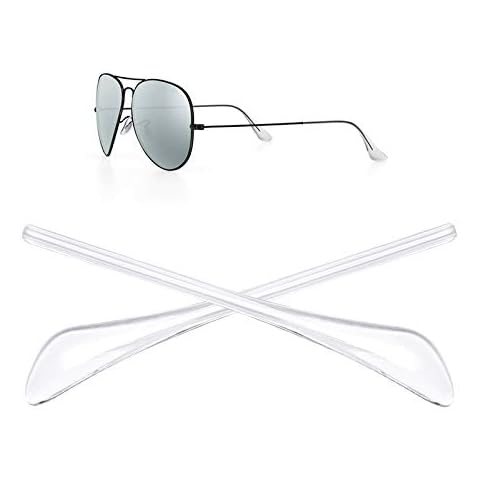 HiCycle2 Replacement Temple Tips Ear Socks for Ray-Ban Aviator RB3025 3026 Sunglasses Repair kits Black,Bonus Sunglasses Bag (Clear) Cover