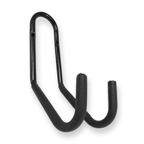 Amig - Haken zum Aufhängen von Werkzeugen - Wandmontagehalterung - Verzinkter Stahl - Rutschfester Gummierte Haken - Tragfähigkeit 35kg - Ideal für Fahrräder und Gartenwerkzeuge