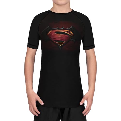 O2TEE Kids Short Sleeve Jiu-Jitsu Rashguard Lightweight Compression Shirt for Party Gift, (4 Age) XXS