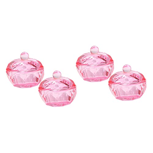4 piezas de cuencos de cristal con tapa para esmalte acrílico miniatura 1